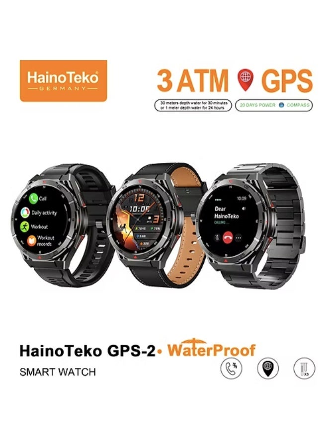 HainoTeko Germany HainoTeko GPS 2 Waterproof Best Smartwatch with AMOLED Display 3 ATM 3 Pair Straps - Image 2
